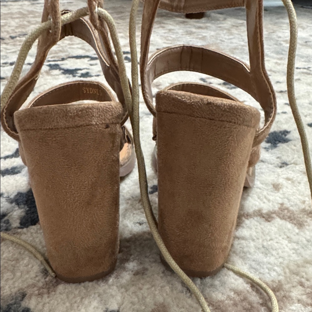 Lulus beige faux suede heels - Picture 3 of 5